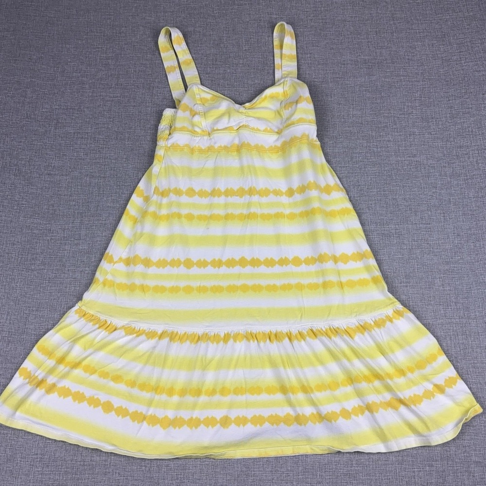 The North Face Dress Womens S Yellow Tie Dye Sweetheart Strappy Smocked Ruffle